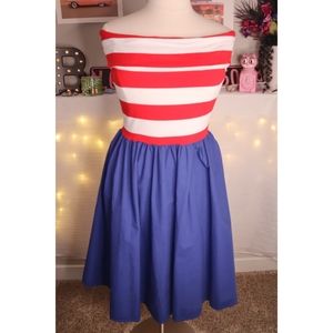 Unique Vintage Iconic Sailor Dress XL Off Shoulder NWOT